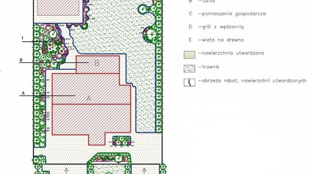 Projekt małego ogrodu z funkcją reprezentacyjno-wypoczynkową