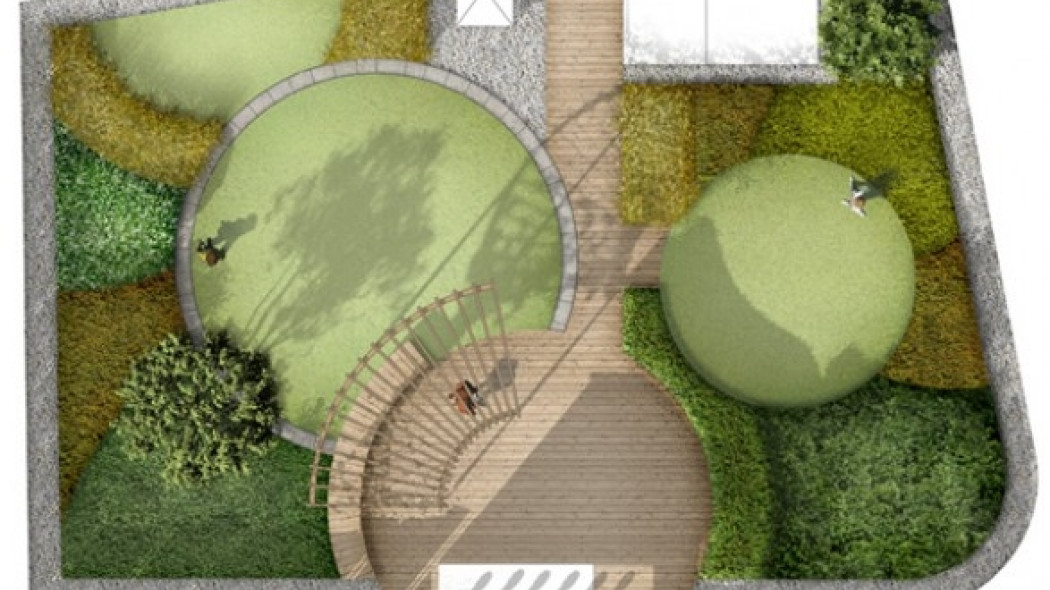 Widok z góry projekt ogródu na dachu (źródło: www.emside.pl)