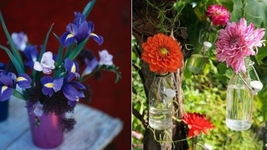 Letnie bukiety z dalii i irysów (fot. Ibulb.org)