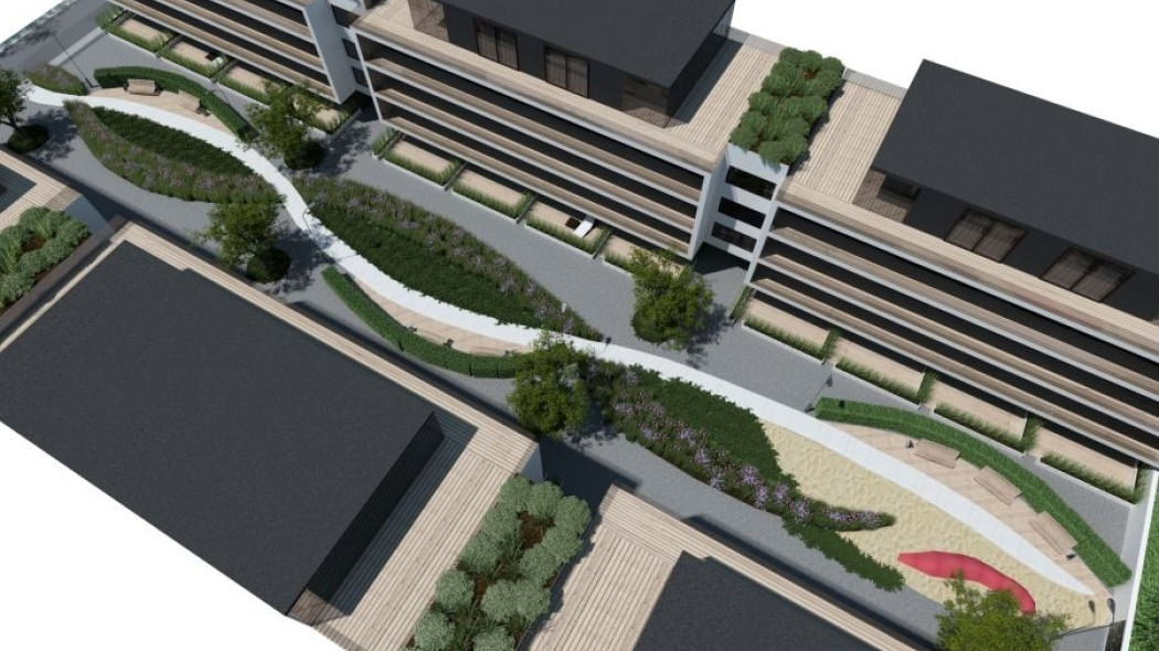 Projekt zieleni osiedlowej pomiędzy blokami