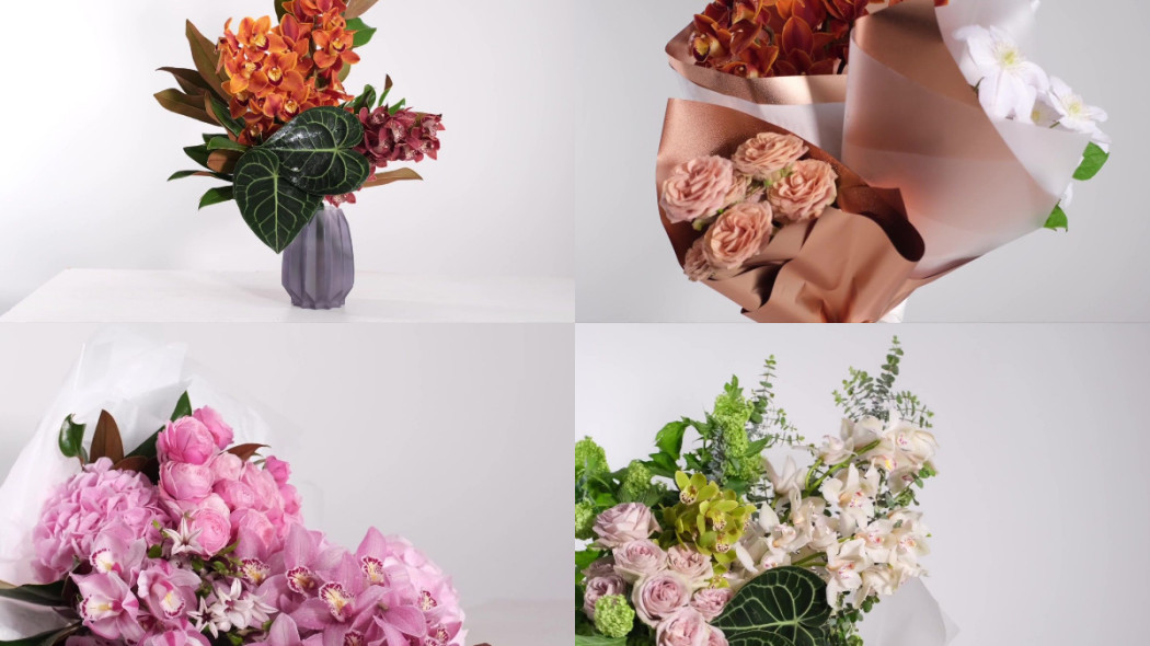 4 bukiety z cymbidium
