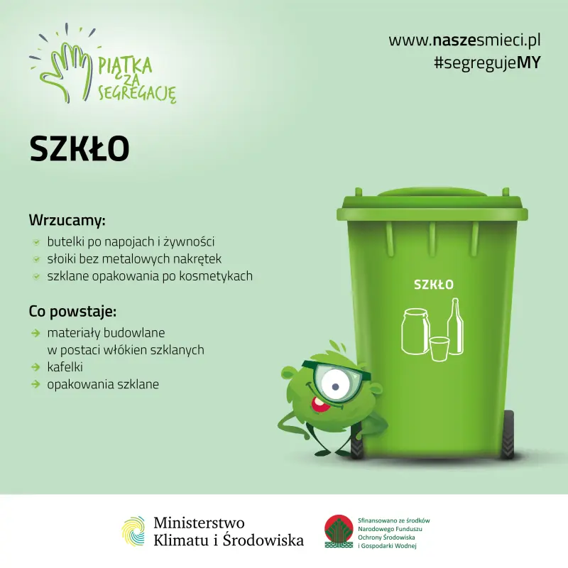 Zielony pojemnik na śmieci - Szkło