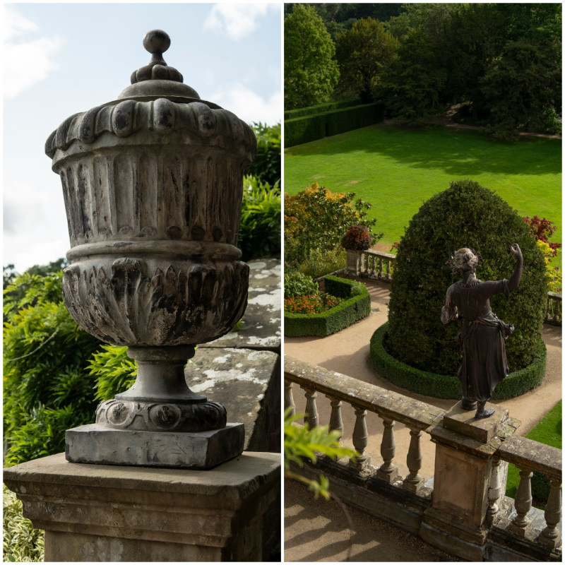 Powis Castle – mała architektura ogrodowa, rzeźby, balustrady, urny